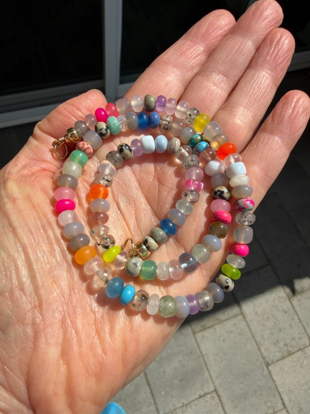 Lynn Rachel Rose gemstone beaded necklace, 17.5", Urbano mini chunky design